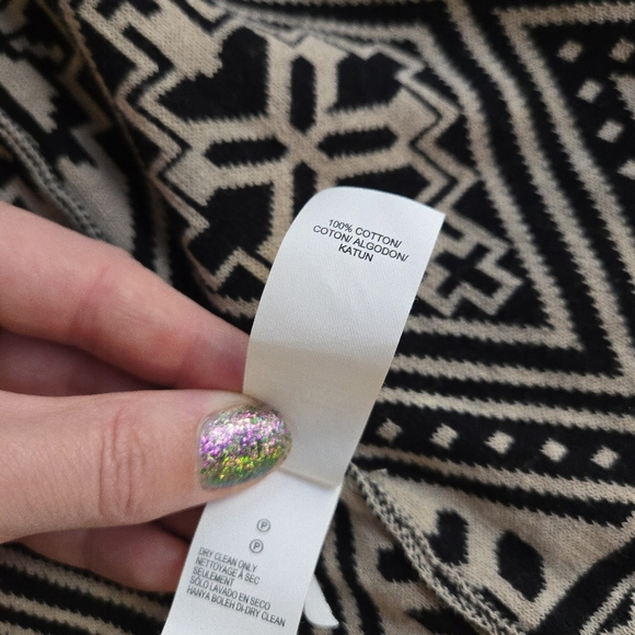 Lucky Brand Aztec Waterfall Open Front Cardigan 100% Cotton Black & Tan Small - Picture 7 of 11